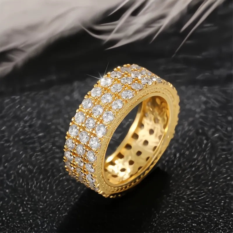 Luxury Gold & Silver Color Promise Rings Full Paved CZ Stone Brass Wedding Jewelry for Women