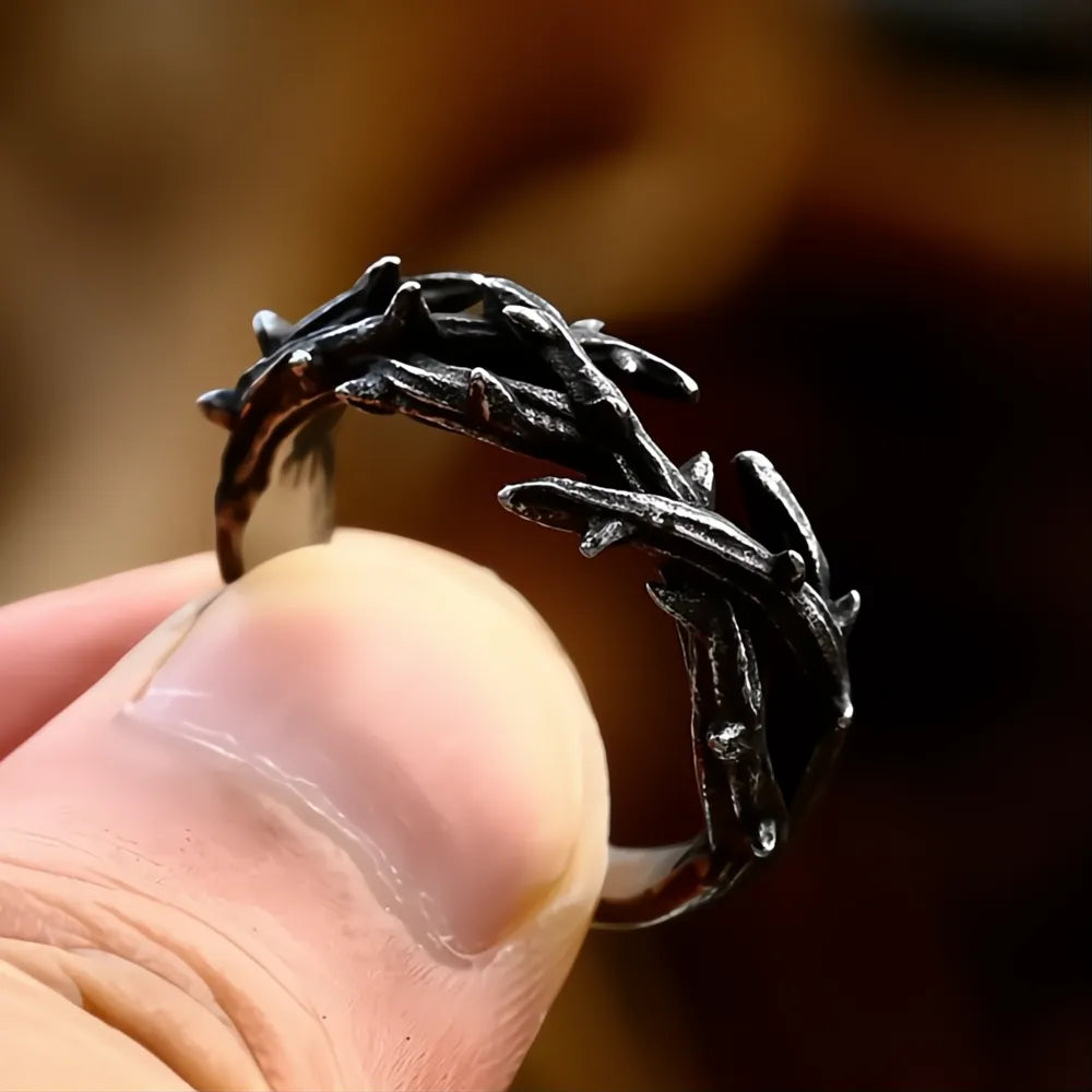 316L Stainless Steel Jesus Crown of Thorns Ring Unisex Vintage Black Jewelry