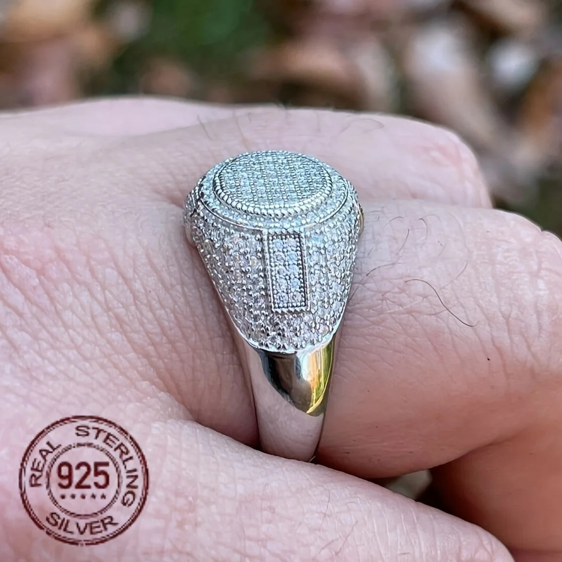 2025 Trendy Solid 925 Silver Iced Hip Hop Pinky Ring for Men – Round Cut Zircon
