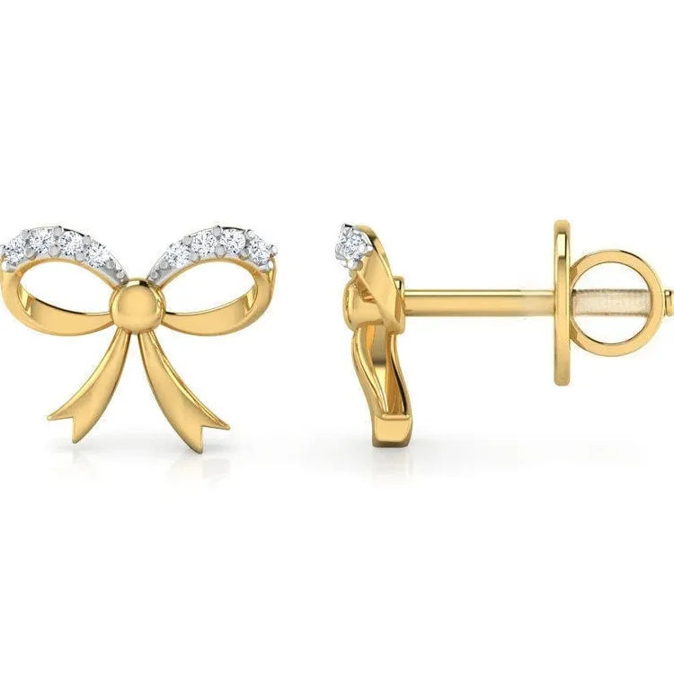 Fashion Bow Cubic Zirconia Stud Earrings Zinc Alloy Jewelry for Women Gift