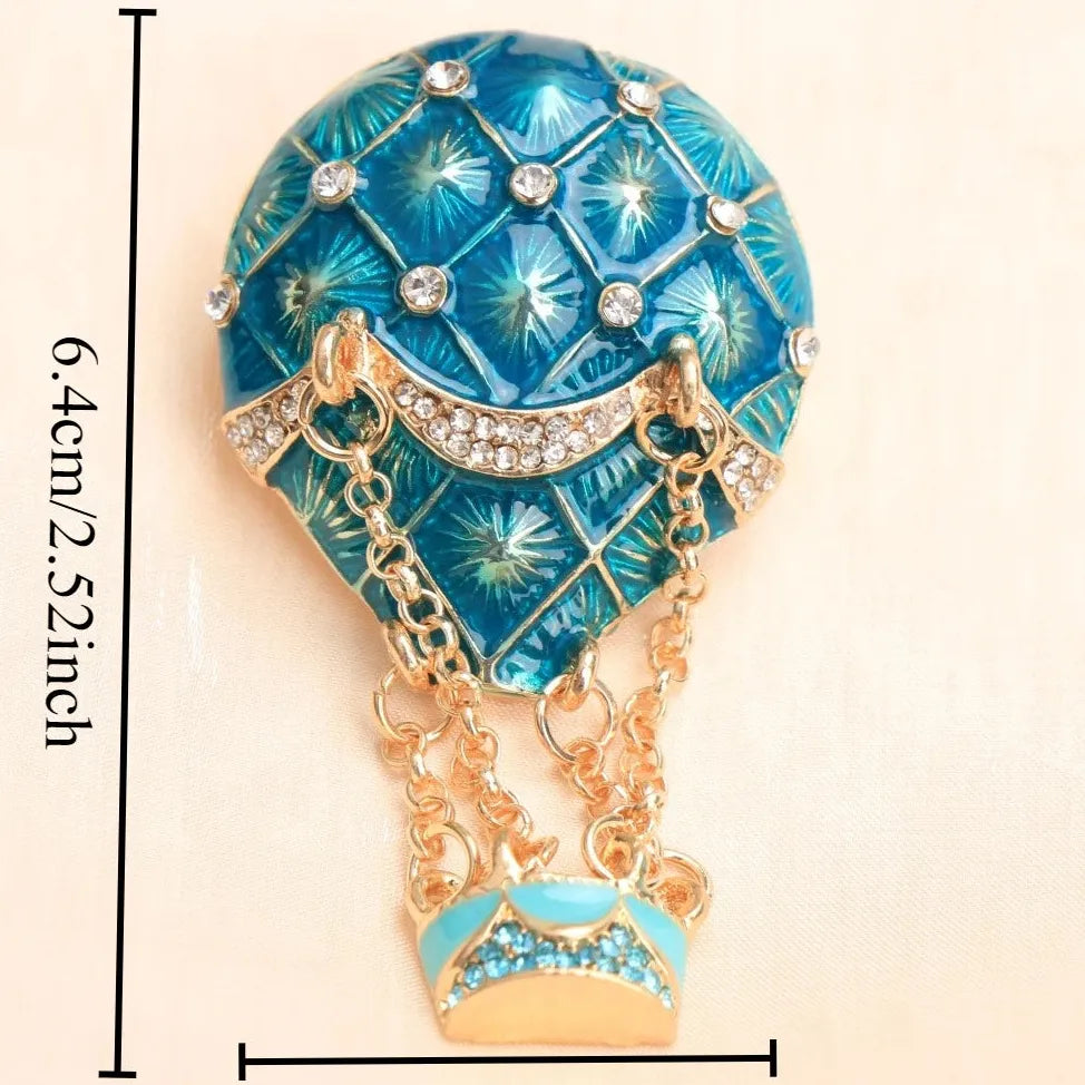 Classic Blue Hot Air Balloon Brooch Pin for Women & Men