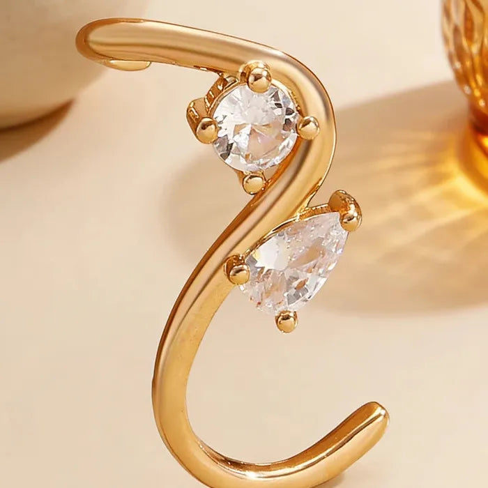 Vintage Water Drop Zircon S-Shaped Stud Earrings for Women Gift