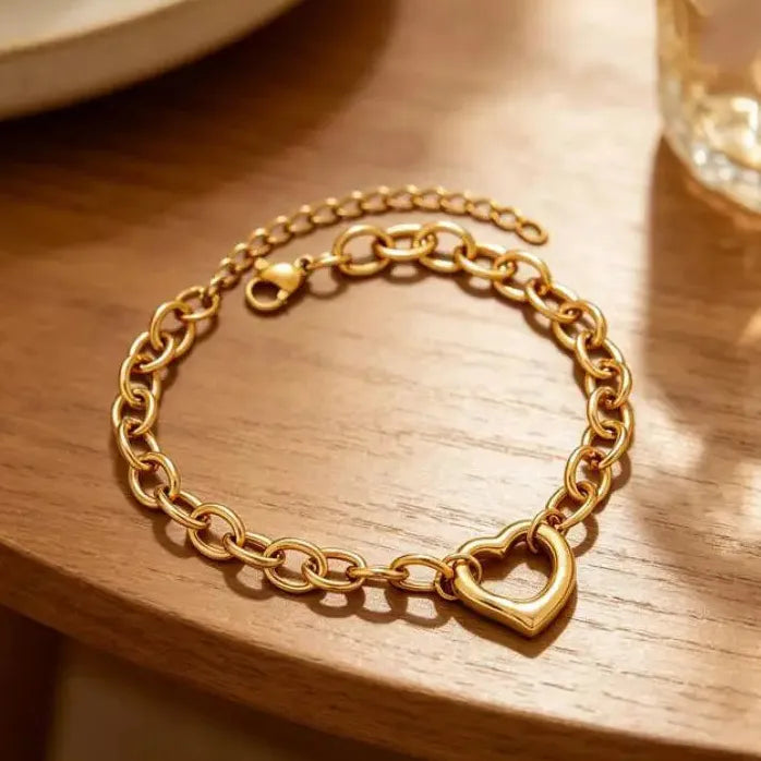Irregular Hollow Heart Titanium Steel Bracelet for Women Ladies Jewelry Gift
