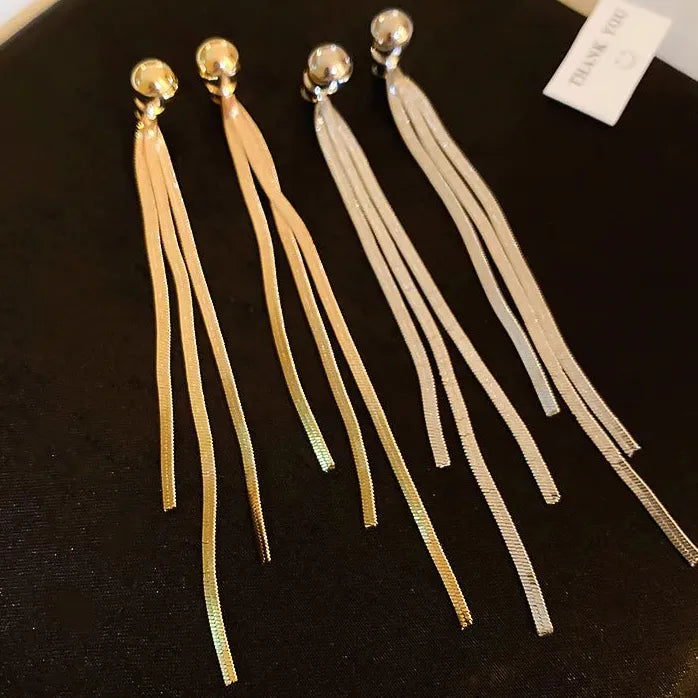 Bohemia Metallic Long Tassel Butterfly Dangle Earrings for Women Jewelry Gift