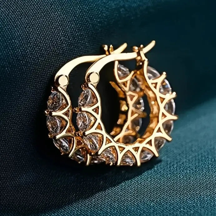Geometric Cubic Zirconia Hoop Earrings for Women – Stylish Daily & Party