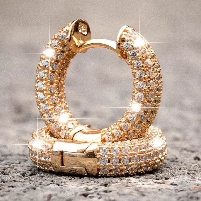 Luxury Women Small Hoop Earrings Micro Paved CZ Stones Copper Fashion Jewelry