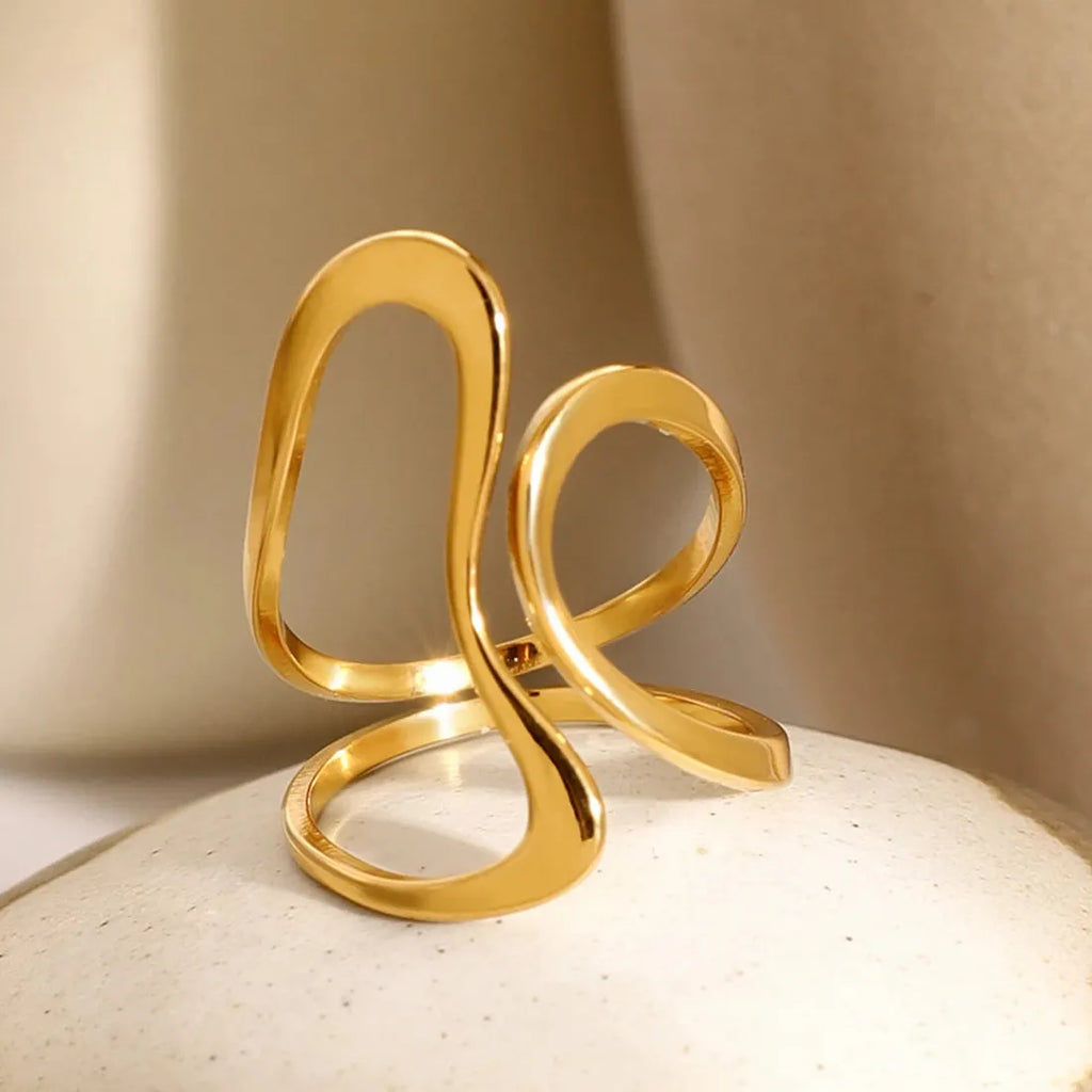 Gold Color Stainless Steel Geometric Mood Tracking Ring Women’s Jewelry