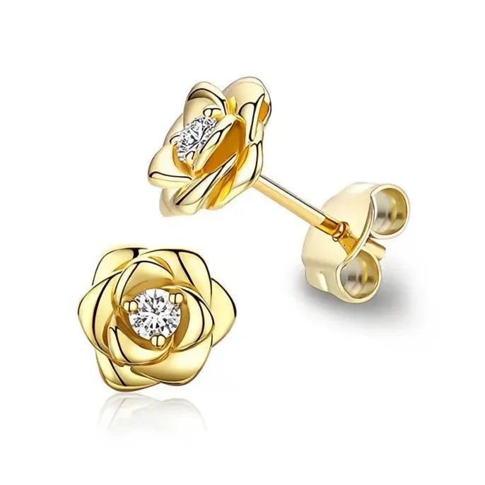 Eternity Love Heart Stud Earrings for Women Cubic Zirconia Copper Alloy Wedding Jewelry Silver Gold Color