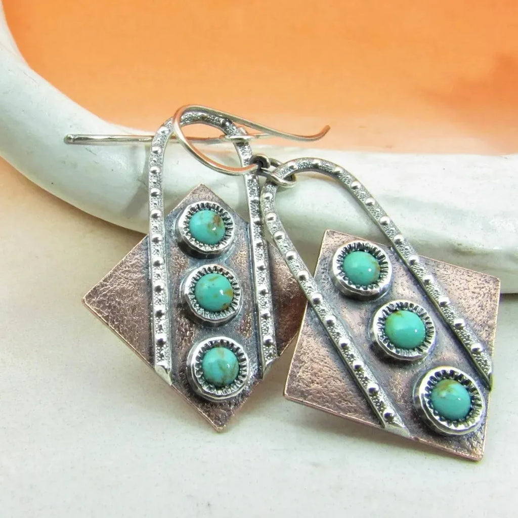 Retro Bohemian Geometric Diamond Zinc Alloy Women's Drop Earrings Ethnic Style