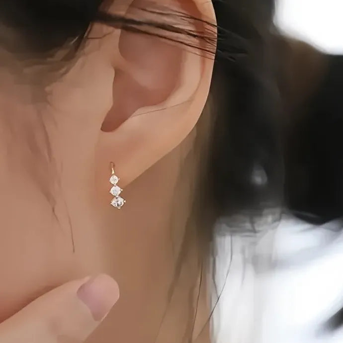 Elegant Minimalist Cubic Zirconia Geometric Hoop Earrings for Wedding Women