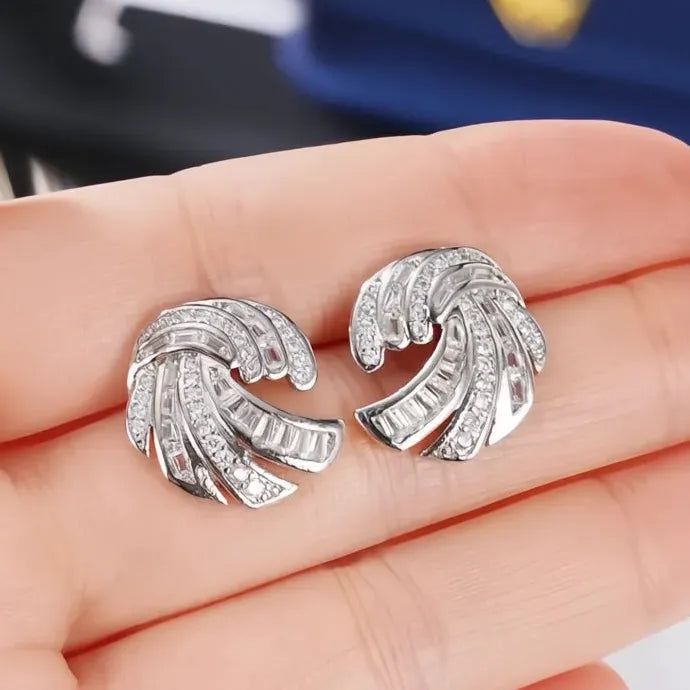Geometric Cubic Zirconia Stud Earrings for Women 2023 Copper Alloy Fashion