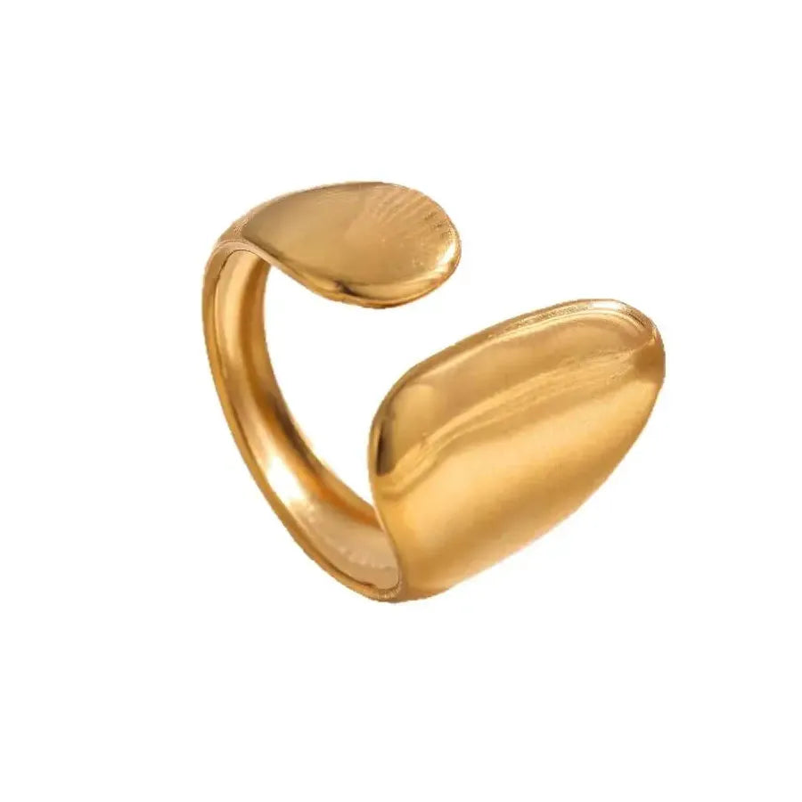 Retro Stainless Steel Irregular Geometric Cocktail Ring for Women Punk Jewelry Gift
