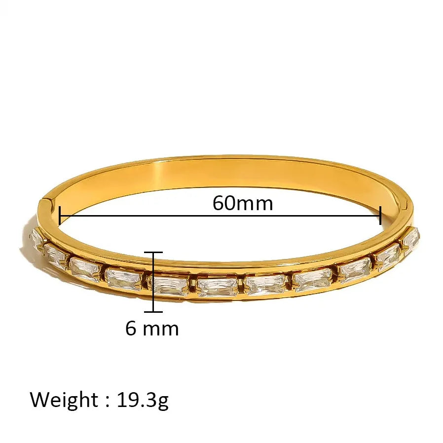 Waterproof Stainless Steel Multicolor Crystal Zirconia CZ Bangle Bracelet Women