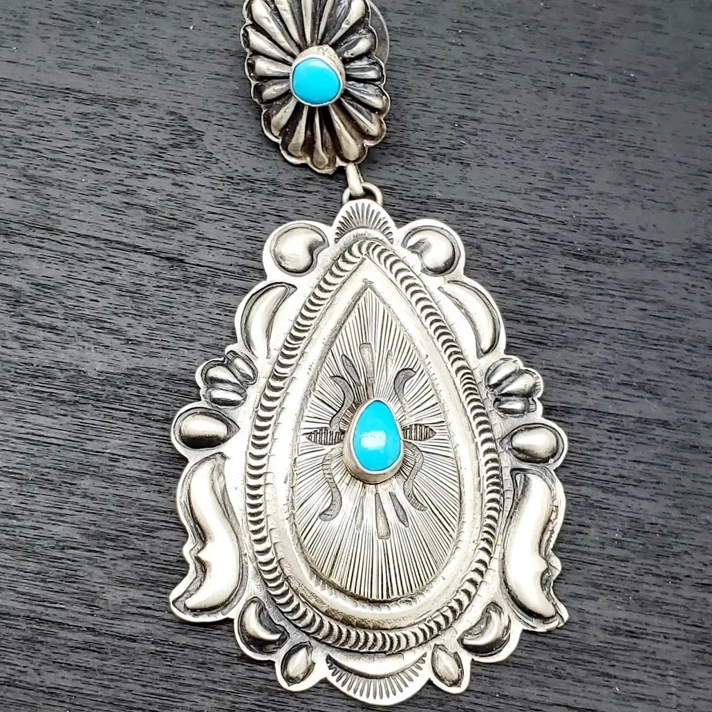 Retro Turquoise Drop Earrings Geometric Zinc Alloy Stone Jewelry Gift for Women