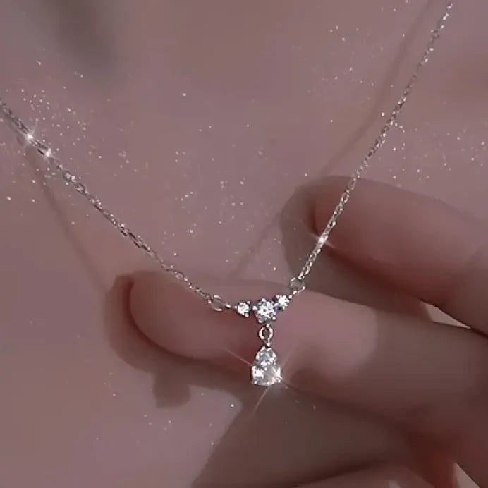 Elegant Women’s Geometric Pendant Necklace with Pear CZ for Wedding