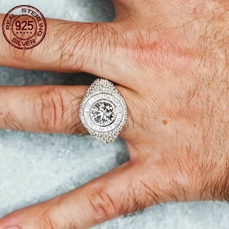 2025 Luxury 925 Sterling Silver Iced Out Pinky Ring for Men – Hip Hop Rapper Style