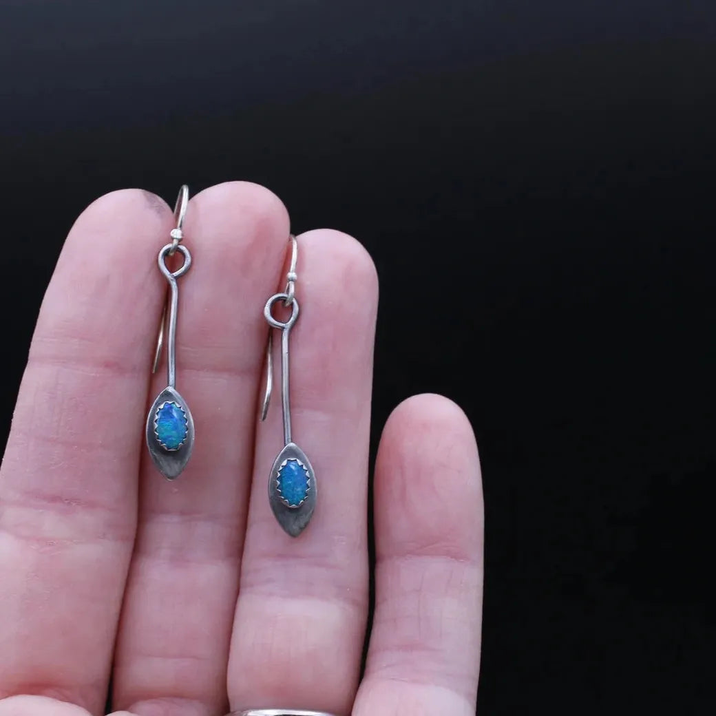 Retro Deep Blue Water Drop Earrings Zinc Alloy Metal Pendant Jewelry