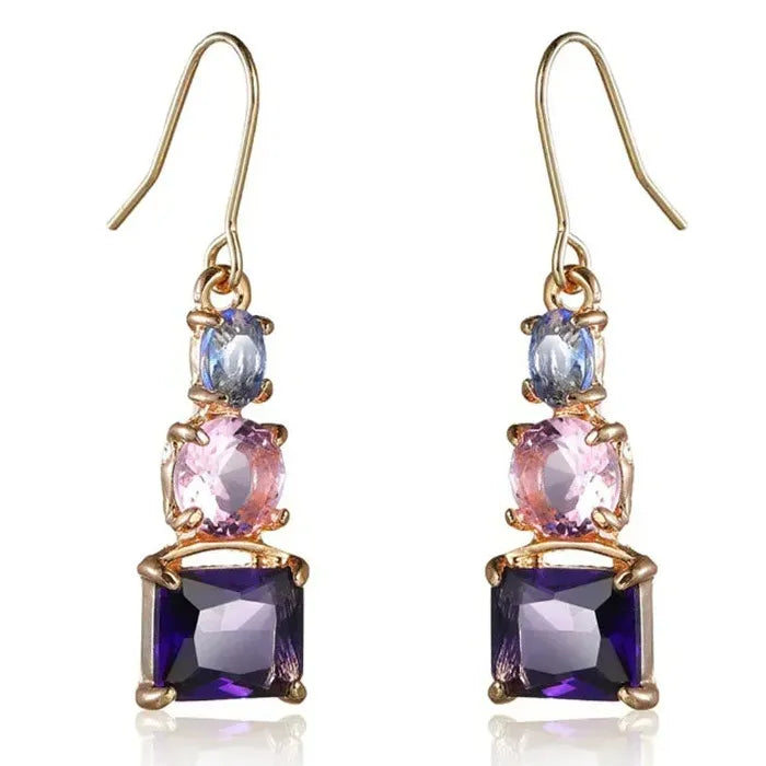 Women's Elegant Square Diamond Drop Earrings Zinc Alloy Wedding Jewelry