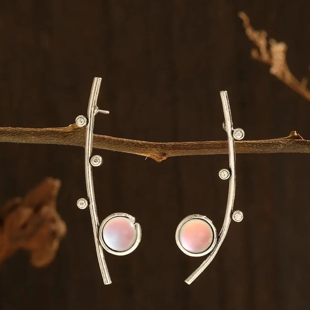 Bohemian Moonstone Long Drop Earrings Retro Tree Branch Pendant Jewelry Gift