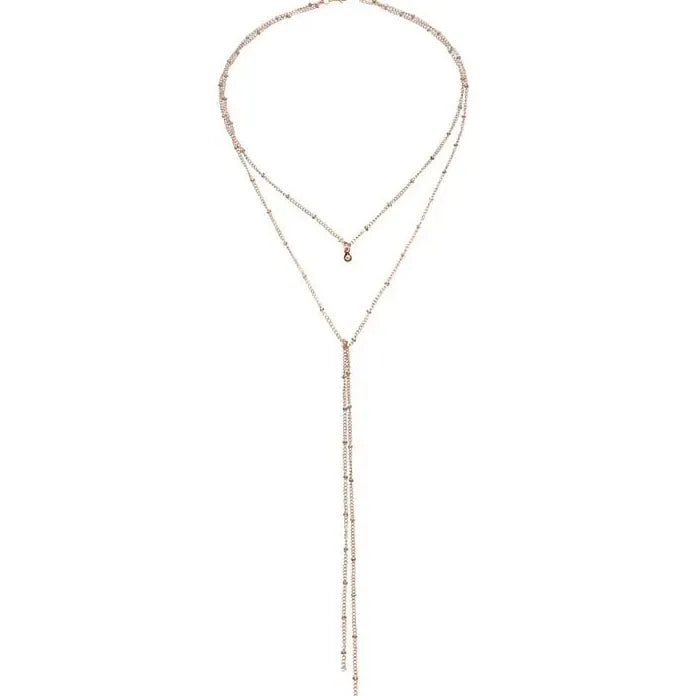 2026 Gold Silver Chain Choker Necklace Women Metal Beads Tassel Jewelry Gift