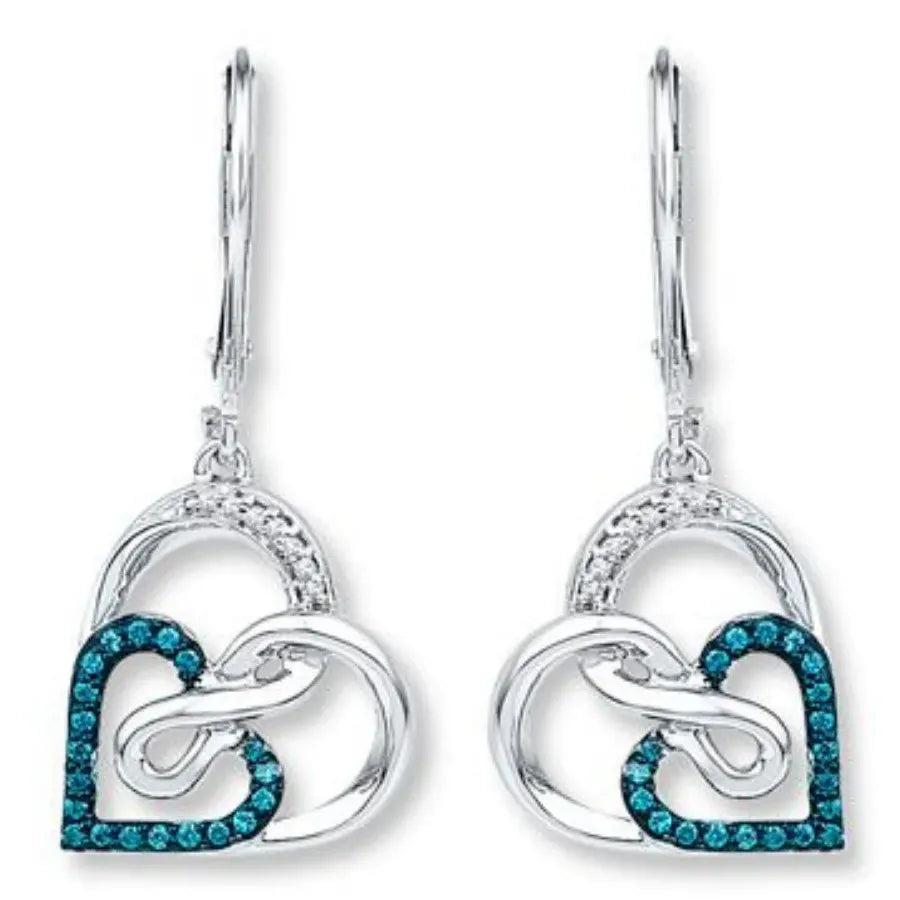 Silver Color Heart Earrings for Women Chic Wedding Fashion Ear Studs Jewelry