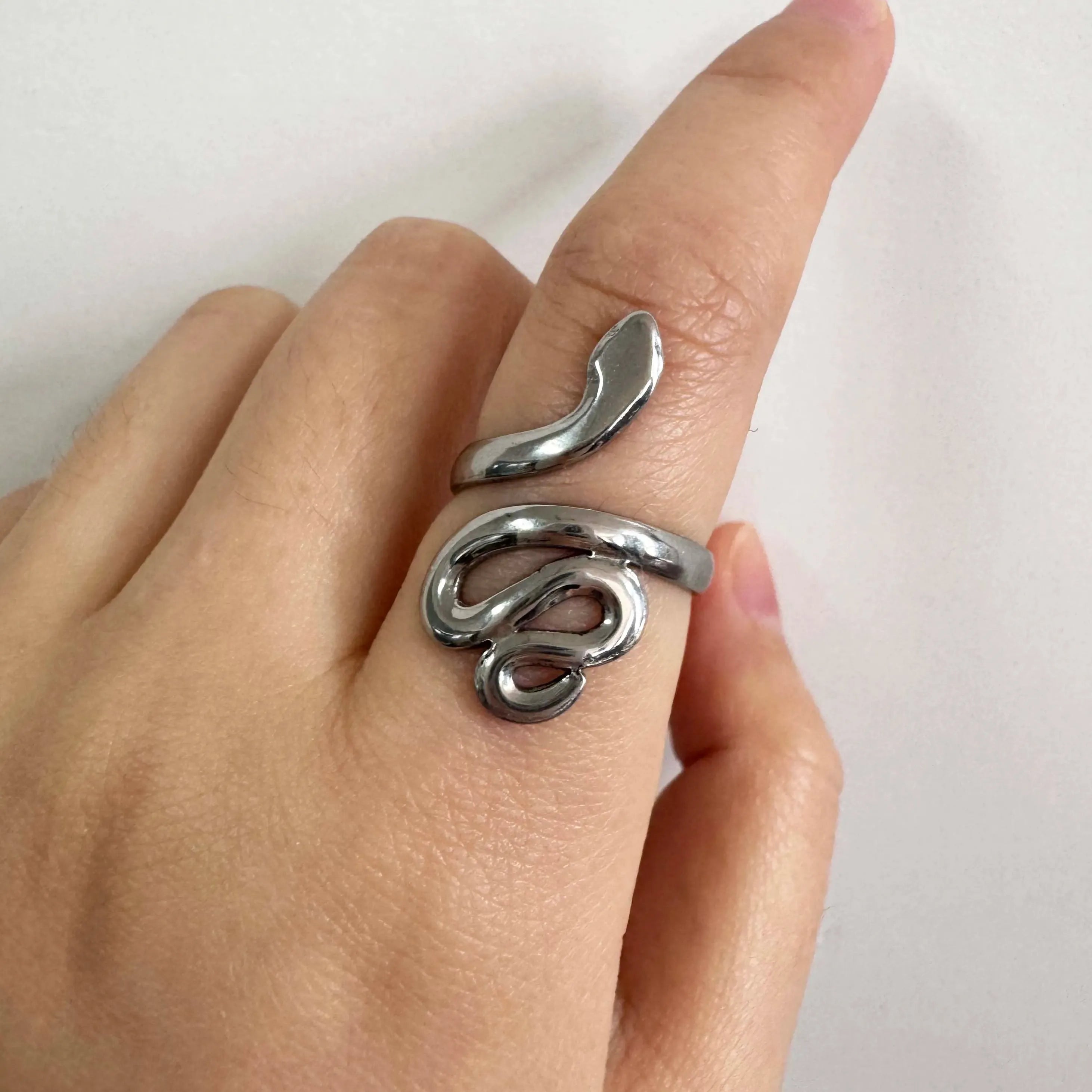 Adjustable Stainless Steel Starfish Multi-Layer Vintage Silver Ring for Women Men Jewelry
