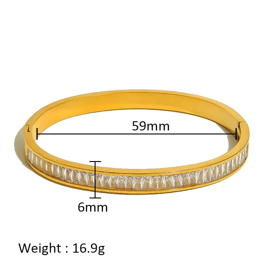Waterproof Stainless Steel Multicolor Crystal Zirconia CZ Bangle Bracelet Women