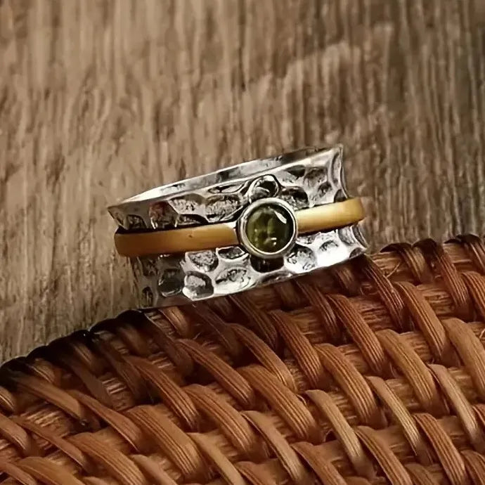 Green Rhinestone Zinc Alloy Ring Vintage Fashion Engagement Unisex