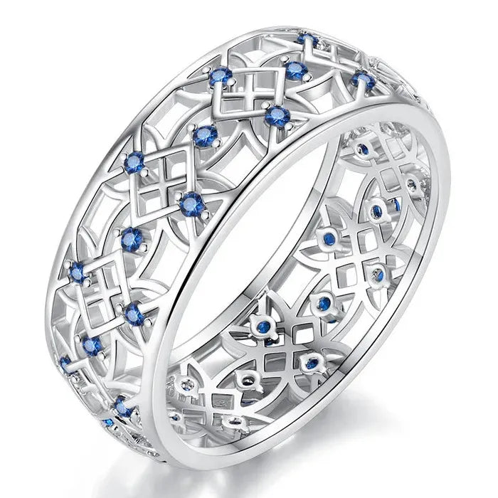 Copper Women’s Ring Hollow Flower Cubic Zirconia Inlay Fashion Wedding Gift