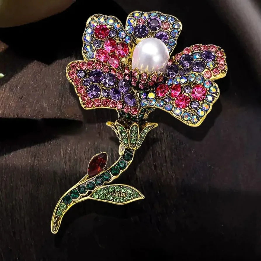 Classic Heavy Duty Flower Brooch Pin for Men and Women