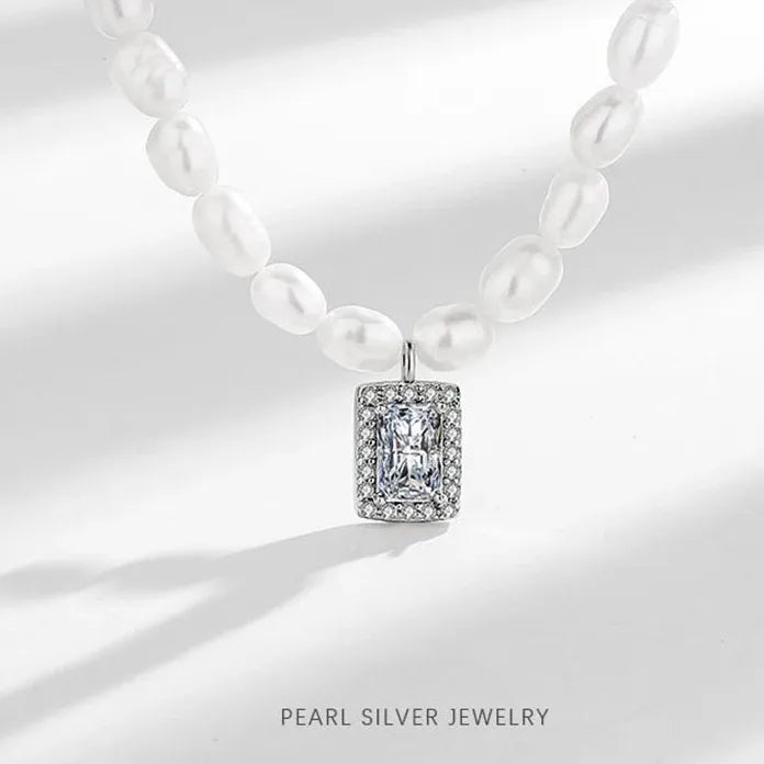 Luxury Double Layer Pearl Necklace with Crystal Pendant Choker Gift
