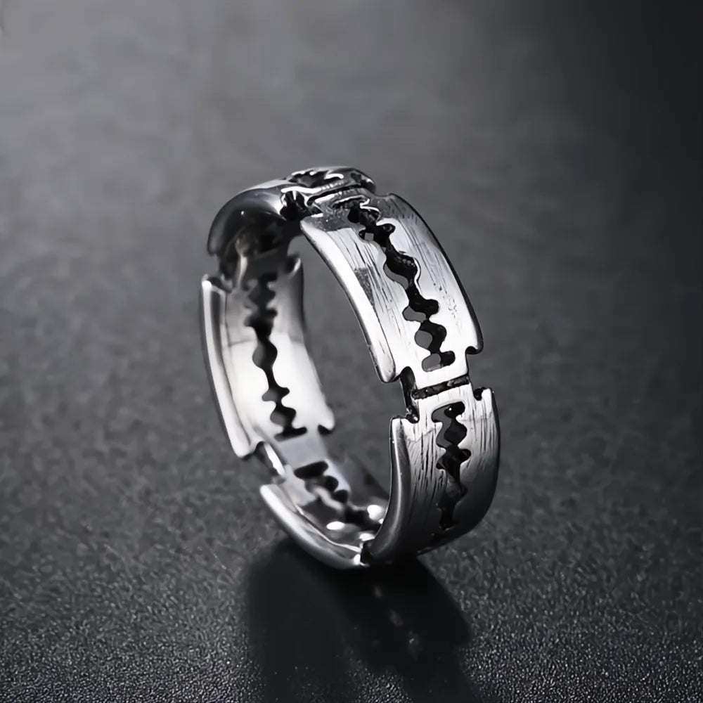 Korean Style Punk Razor Blade 316L Stainless Steel Couple Rings for Men Women