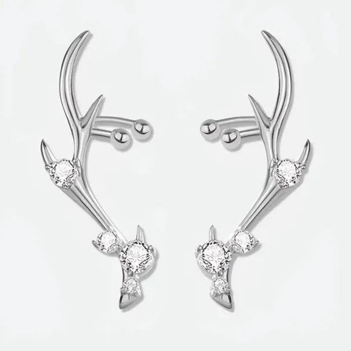 Elk Antler Stud Earrings for Women Copper Alloy Cubic Zirconia Jewelry