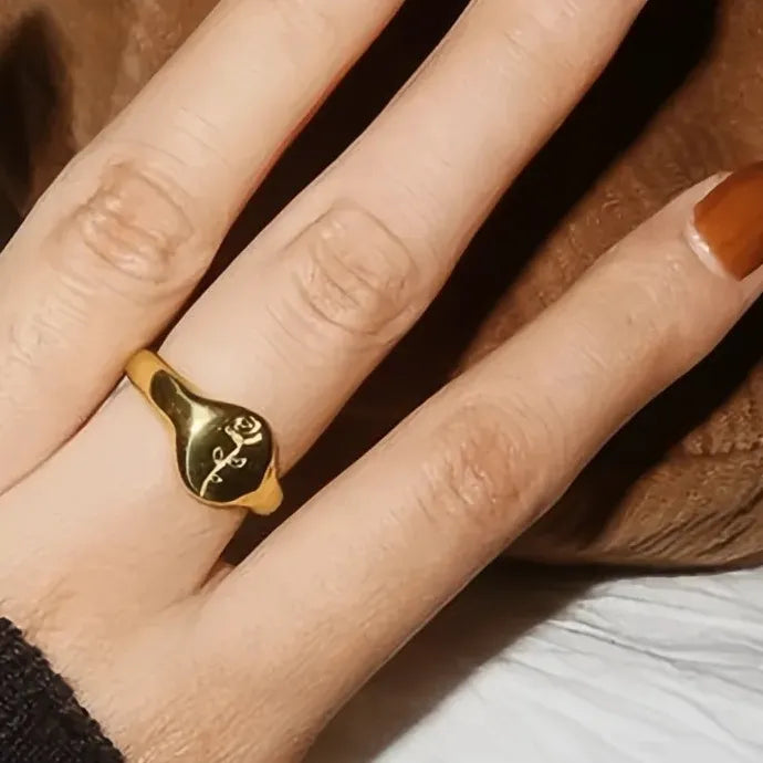 Gold Color Rose Flower Ring for Women Brass Geometric Fashion Jewelry