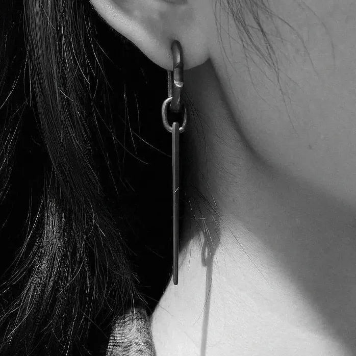 Neo-Gothic Riveted Copper Silver Plated Hoop Earrings Unisex Jewelry Gift