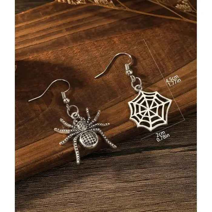 Vintage Gothic Zinc Alloy Spider Web Drop Earrings Halloween Gift Women Jewelry
