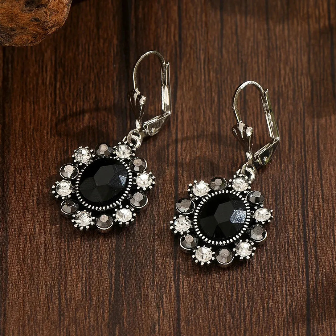 Elegant Imitation Crystal Geometric Drop Earrings Copper Metal Women's Jewelry Gift