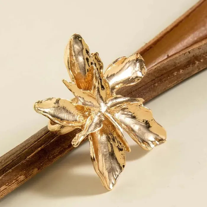 Vintage Gold Flower Ring Featuring Imitation Pearl for Women Jewelry