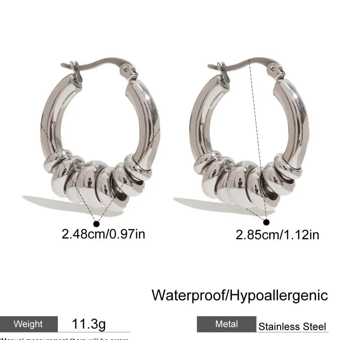 Gold Plated Double-Layer Chunky O-Shaped Hoop Earrings CZ Zircon Punk Jewelry