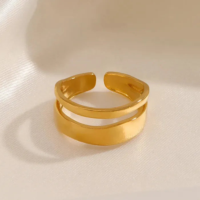 Stainless Steel Double-Deck Adjustable Punk Vintage Open Ring Women Jewelry