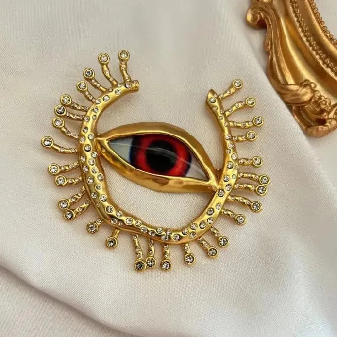 Luxury Sparkling Devil Eyes Brooch Pin for Women Men Classic Style