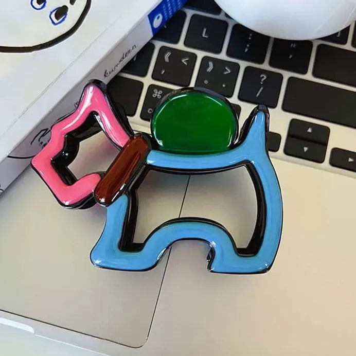 Cartoon Dog Hair Claw Clip for Women Girls Plastic Hair Accessory