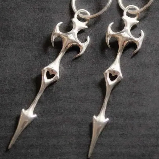 Gothic Copper Cross Sword Drop Earrings Unisex Punk Hollow Dangle Jewelry