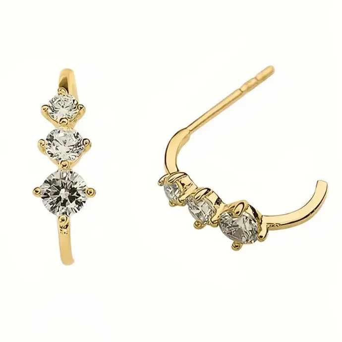 Elegant Minimalist Cubic Zirconia Geometric Hoop Earrings for Wedding Women