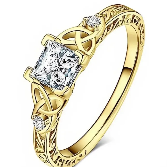 Nobel Princess Geometric Cubic Zirconia Wedding Band Ring for Women