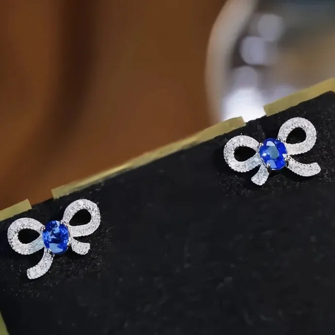Blue Cubic Zirconia Geometric Copper Alloy Stud Earrings for Women