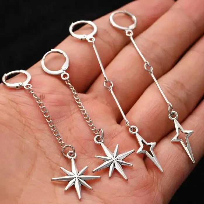 Y2K Punk Four Pointed Star Stud Earrings for Women Gothic Jewelry