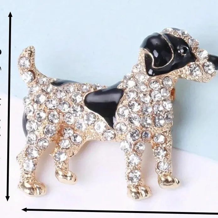 Rhinestone Dog Brooch for Women Coat Pin Elegant Jewelry Gift Accessory