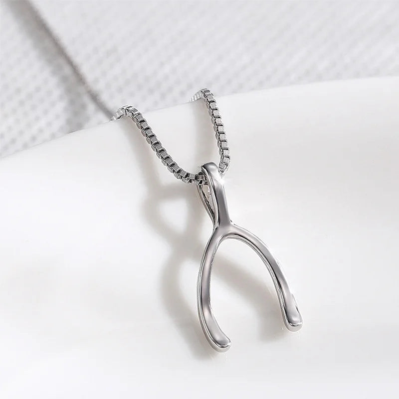 Fashionable Silver Y-shaped Pendant Necklace Suitable for Women's Fashionable Wedding Engagement Jewelry