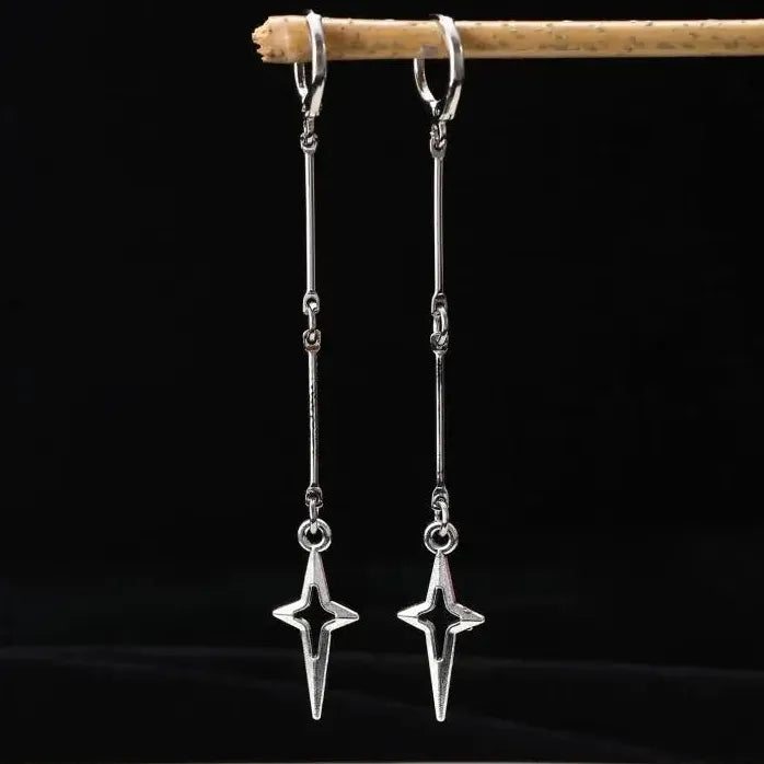 Y2K Punk Four Pointed Star Stud Earrings for Women Gothic Jewelry